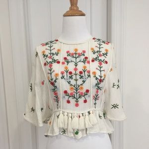 Zara Embroidered Cotton Top